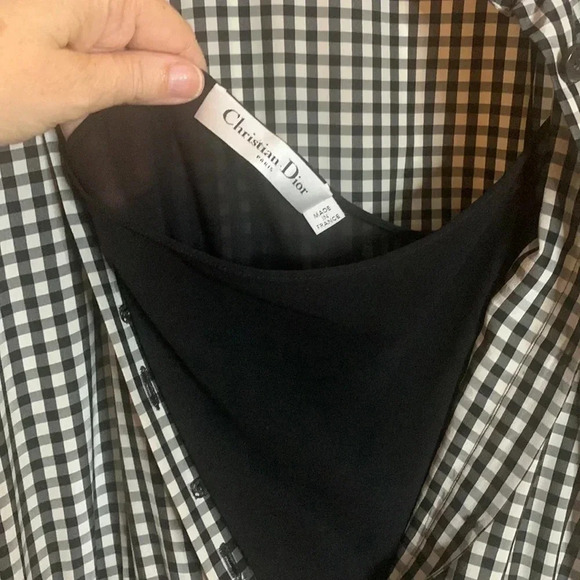 CHRISTIAN DIOR perfect condition black and white gingham silk dress size US 10 - Picture 7 of 13